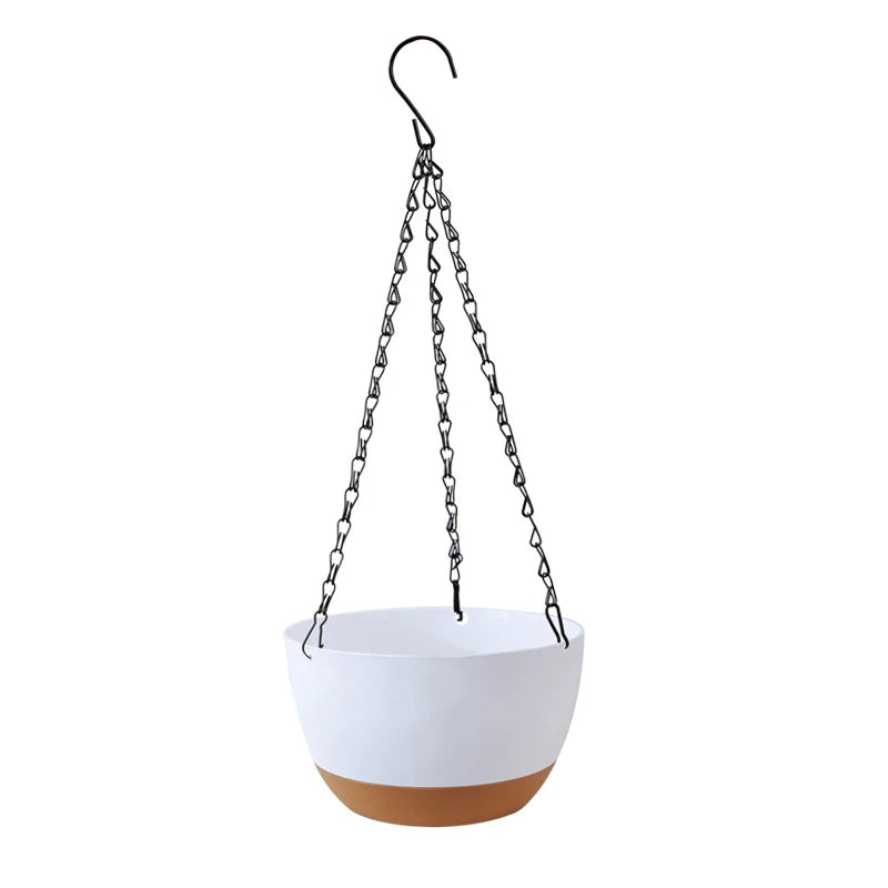 Automatic Water Suction Flowerpot Modern Contrast Color Hanging Basket Planting Container Garden Balcony Removable Flower Pots
