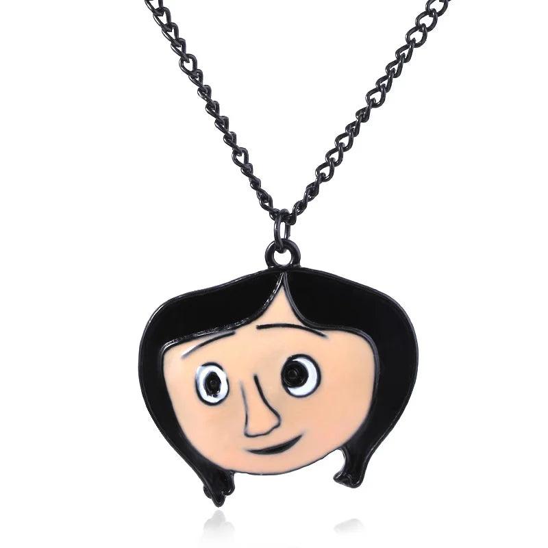 Movie Coraline Seeing Stone Pendant Necklace Green Stone Key Pendant Necklace Laika Dragonfly HairPin Cosplay Costume Jewelry