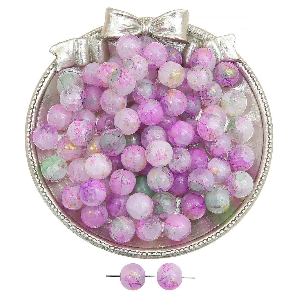 20pcs glass and jade shattered, sprinkled with gold, round beads, and loose beads DIY handmade bracelet, necklace, jewelry acces
