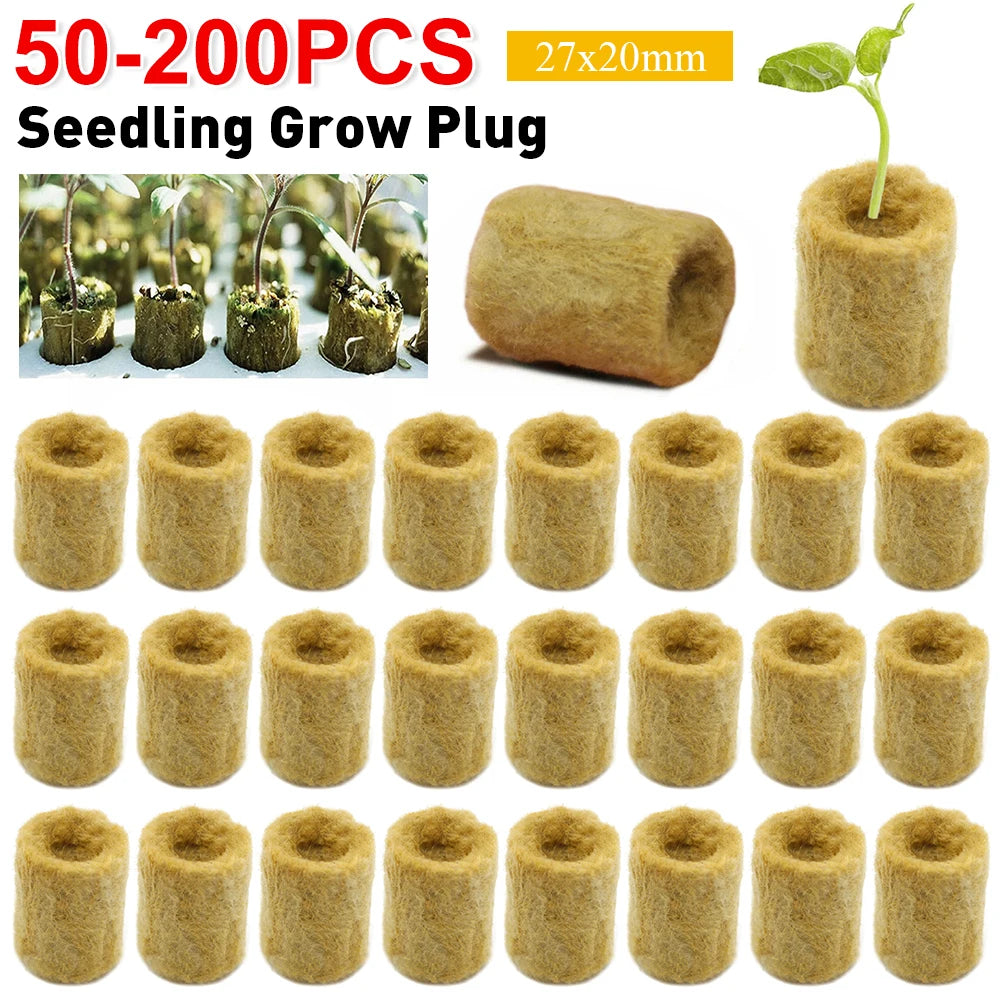200-50pcs Seedling Grow Plug Hydroponic Grow Media Cubes Plant Cubes Soilless Substrate Seeded Rock Wool Plug Seedling Block