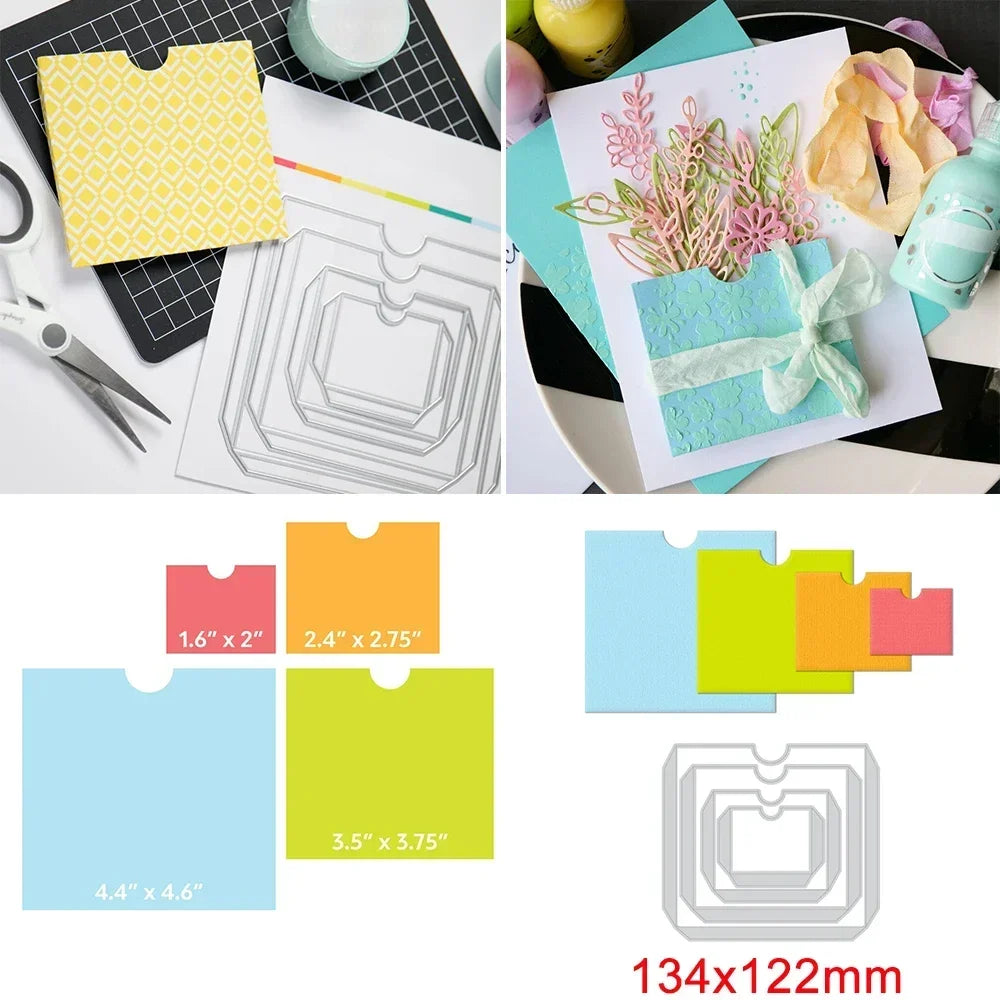 Wavy Sun Bold Curves Metal Cutting Dies Balloon Arched Stacked Pocket Book Frame Die Cut Set for DIY Scrapbooking Crafts