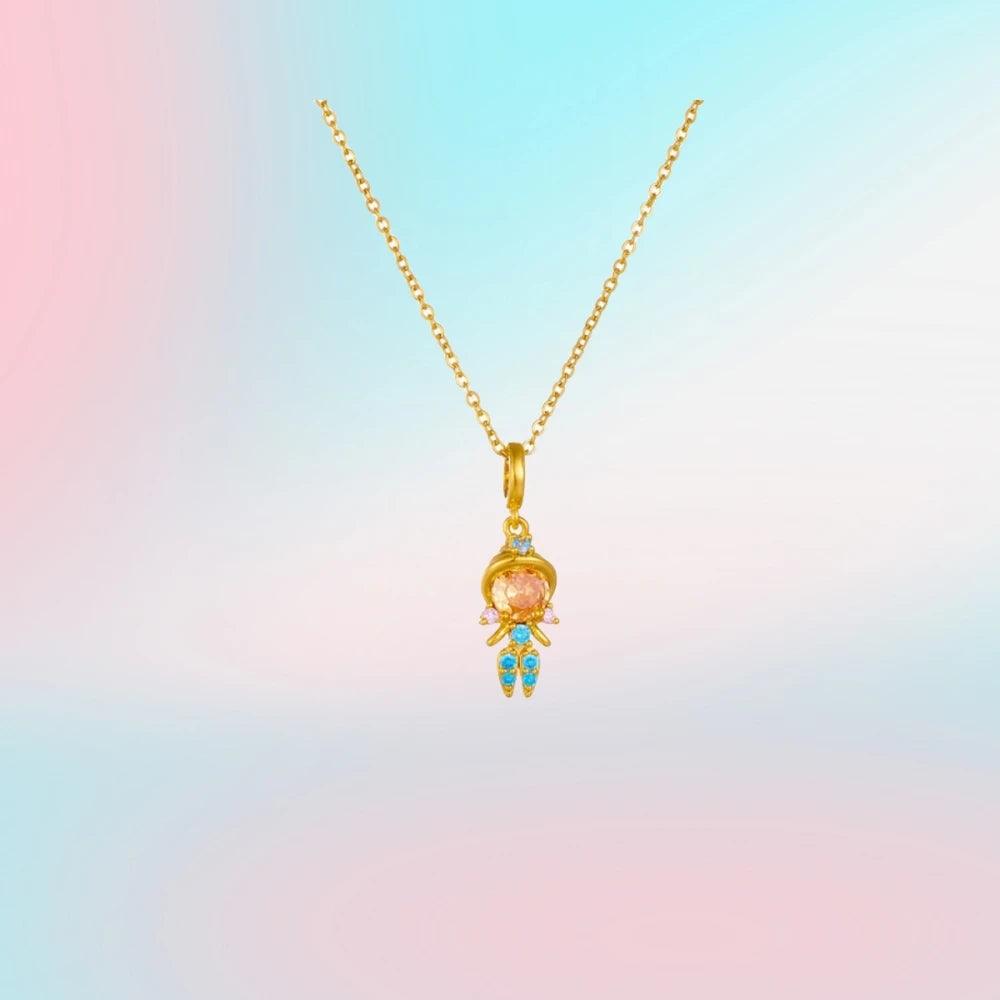 Fashionable Colorful Zircon Fairy Tale Little Princess Necklace Gold-plated Universal Chain Clavicle Chain Sweet Temperament