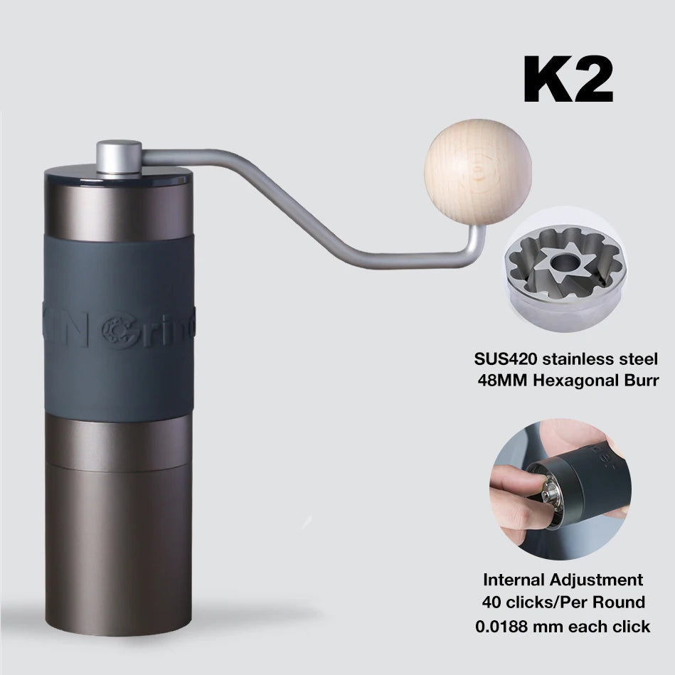 Kingrinder K2 K4 K6 Manual Coffee Grinder Portable Hand Mill 48mm SUS420 Stainless Steel Burr