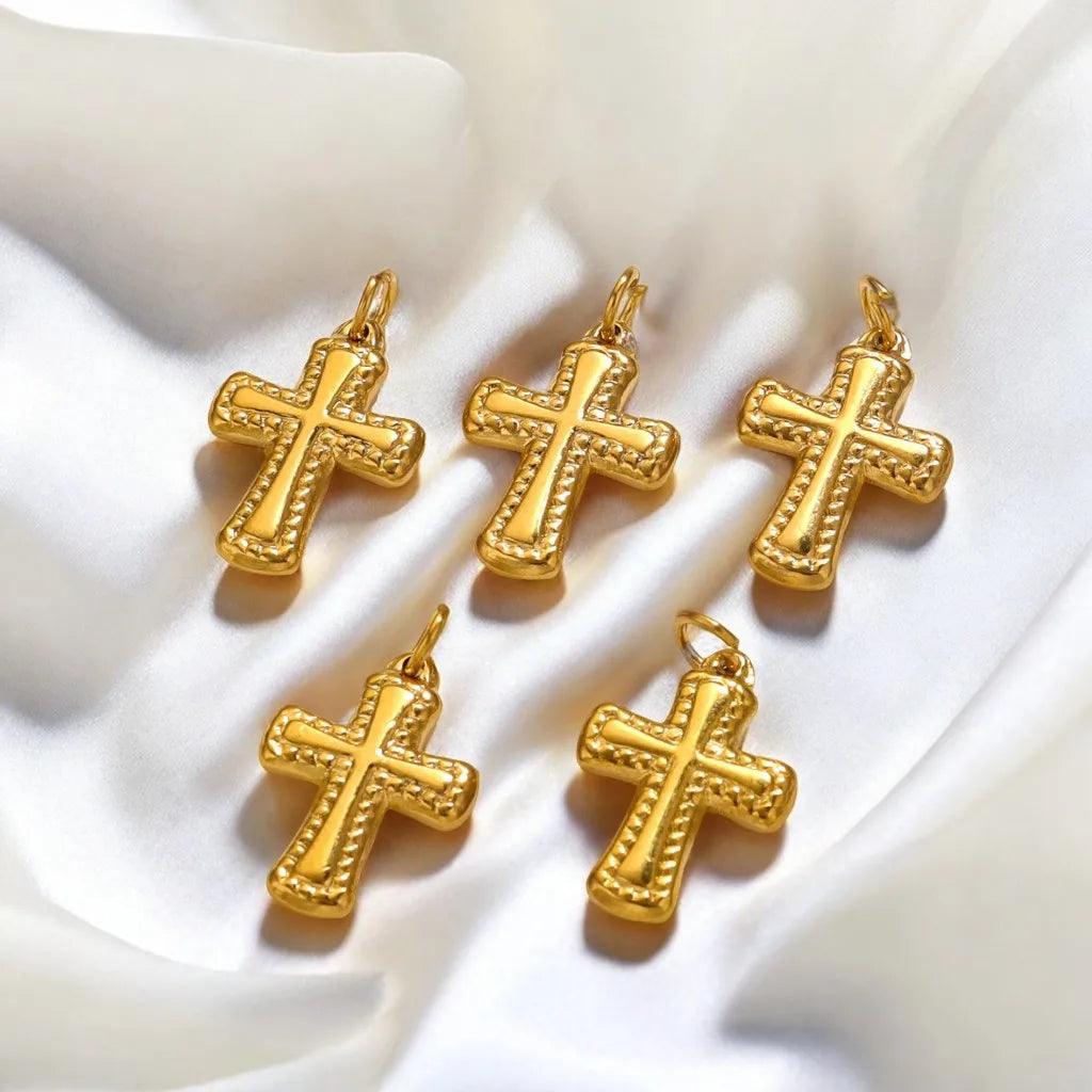 2PCS Stainless Steel Cross Pendant with Open Ring Exquisite Vintage Solid DIY Charms Necklace Bag Jewelry Making