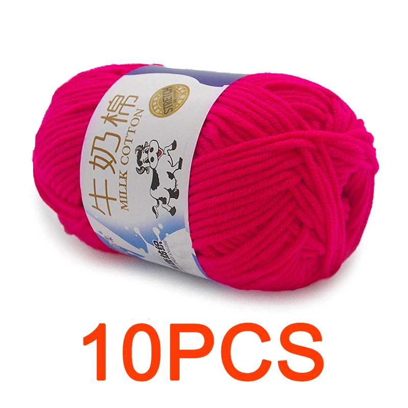 10 Pieces Milk Cotton Knitting Yarn Soft Warm Yarn for Hand Knitting and Crochet Projects