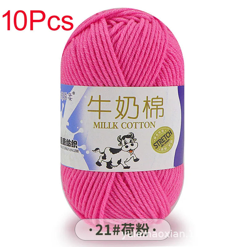 10 Piece Milk Cotton Yarn Knitting Wool for Hand Knitting and Crochet Soft Yarn for Scarves Hats and Sweaters