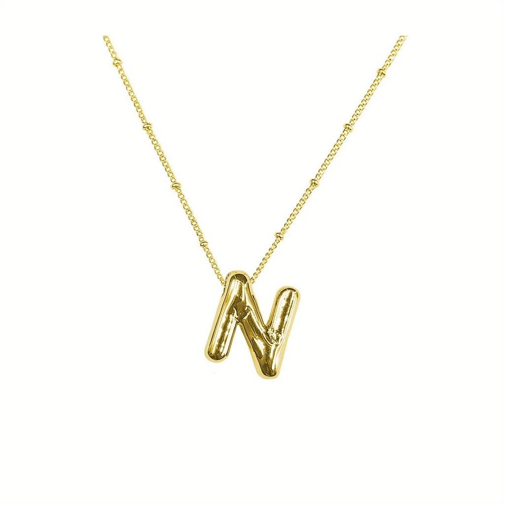 Delicate Bubble Letter Pendant Accessories Temperament Fashionable 26 English Letter Initials Pendant Necklace for Womens