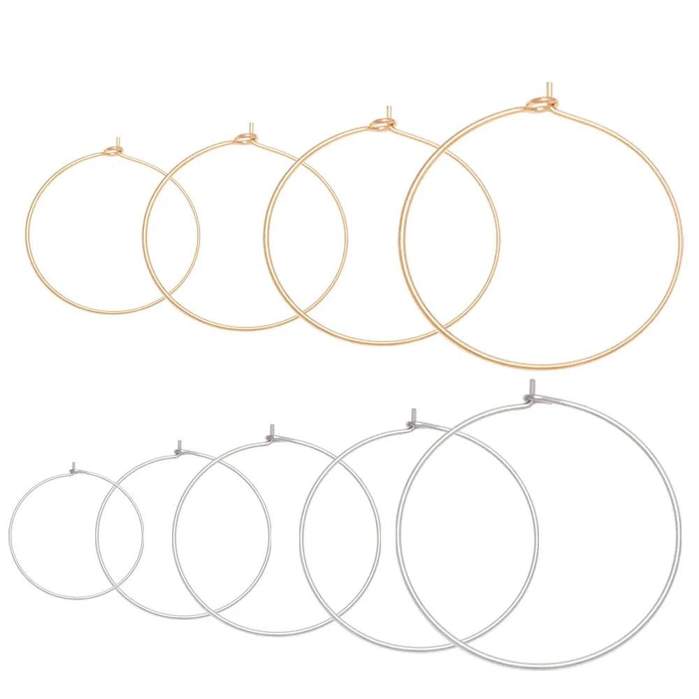20Pcs 15/20/25/30/35/40mm Stainless Steel Wine Glass Charm Rings Earring Hoops DIY Jewelry Making Accessories