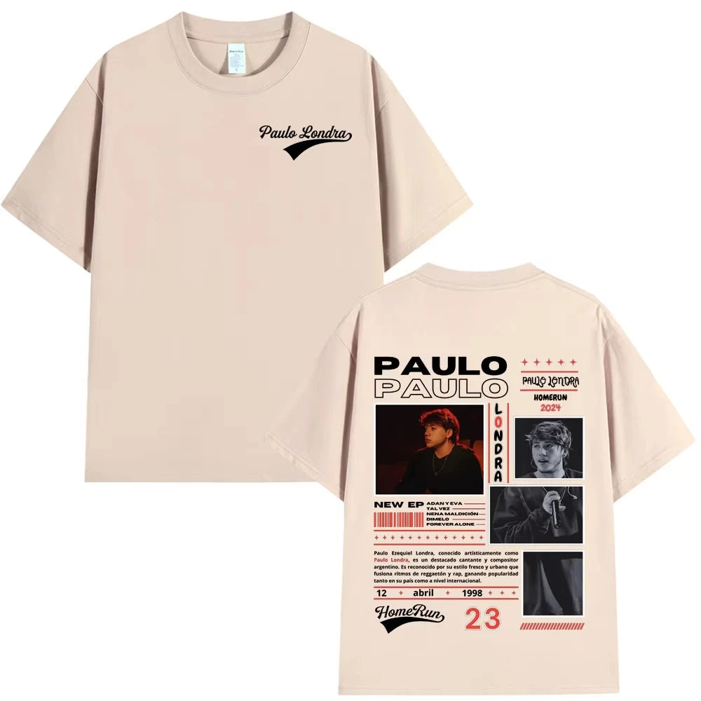 Trend Rapper Paulo Londra Homerun Album T-shirts Mens Women Fashion Hip Hop Oversized T Shirt Casual Cotton Short Sleeve T-shirt