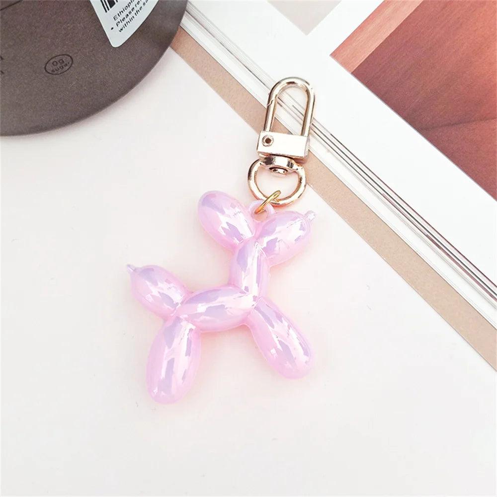 Kawaii Balloon Dog Acrylic Keychains Y2k Car Key Chains Jewelry Cute Bag Pendant Trinket Accessories Decoration Couple Gift