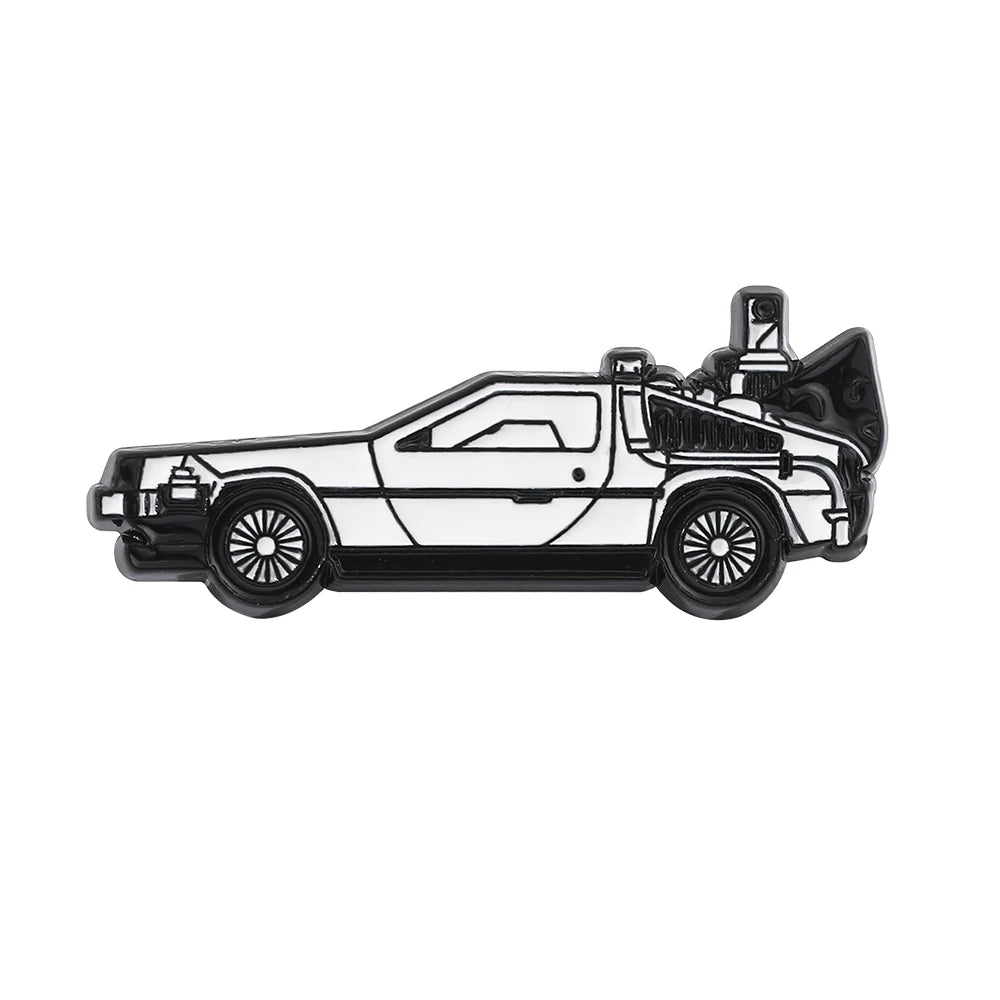 Movie Back To The Future Enamel Brooch Car Shape Lapel Pin Metal Badge Pins Accessories Women Men Button Pins Prop