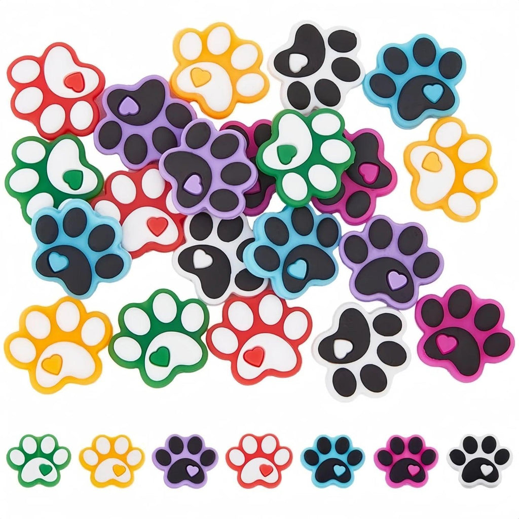 5/7/14Pcs Cat Dog Paw Silicone Focal Bulk Beads For Jewelry Making DIY Beaded Pens Decors Creative Key Bag Charms Handmade Craft
