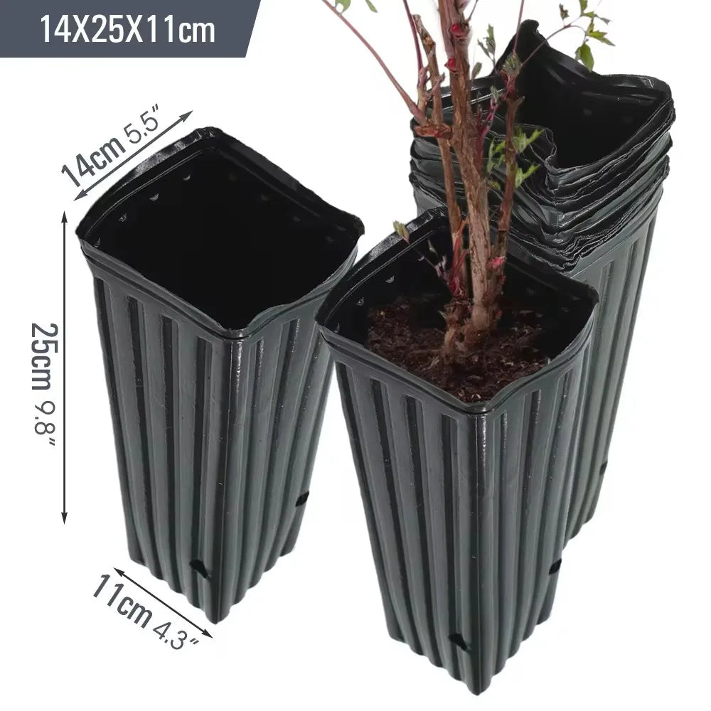 Square Tree Pot with Drainage Holes Starting Pots for Indoor Outdoor Plastic Deep Nursery Treepots Seedling Flower Plant Contain