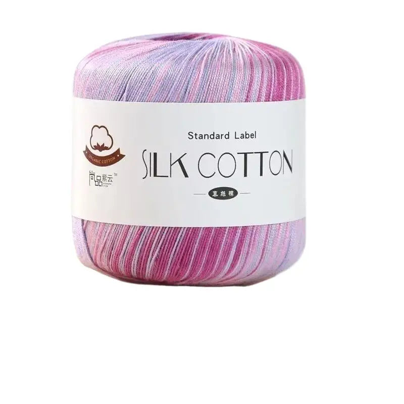 1Pc 50g Colorful Silk Lace Cotton Milk Crochet Yarn section dyed Hand Knitted Soft Knitting Thread Knitting Cross Stitch