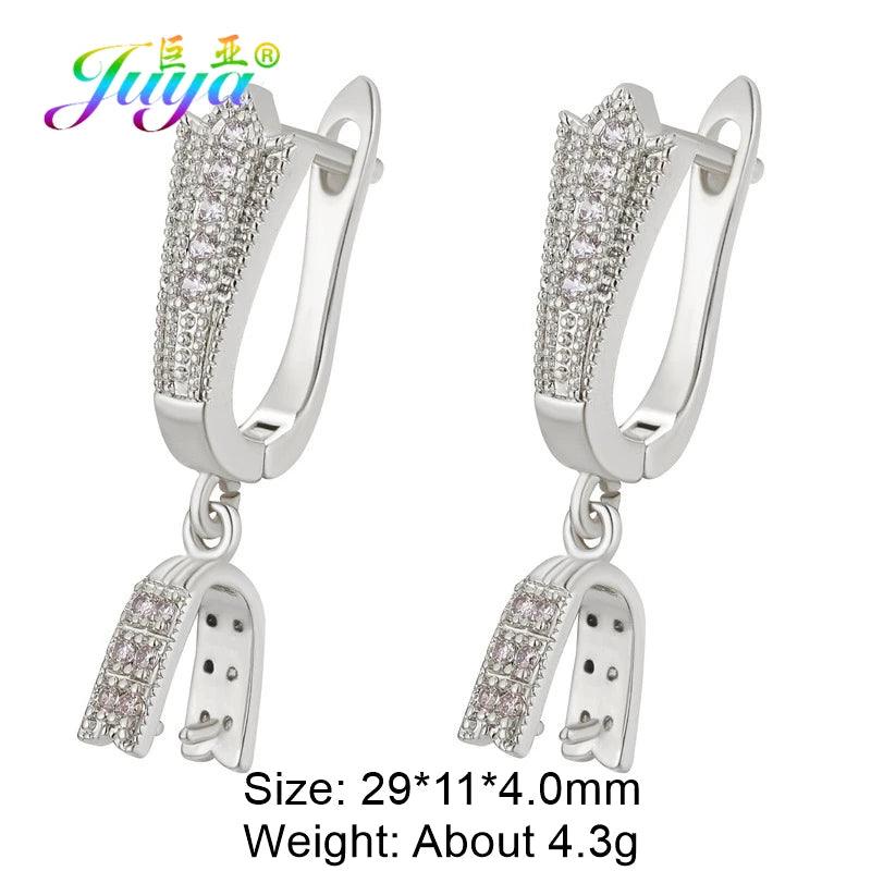 Juya DIY Women's Earring Making 18K Gold Silver Plated Basic Antiallergic Fixtures Ear Wire Fastener Hooks Accessories Supplies