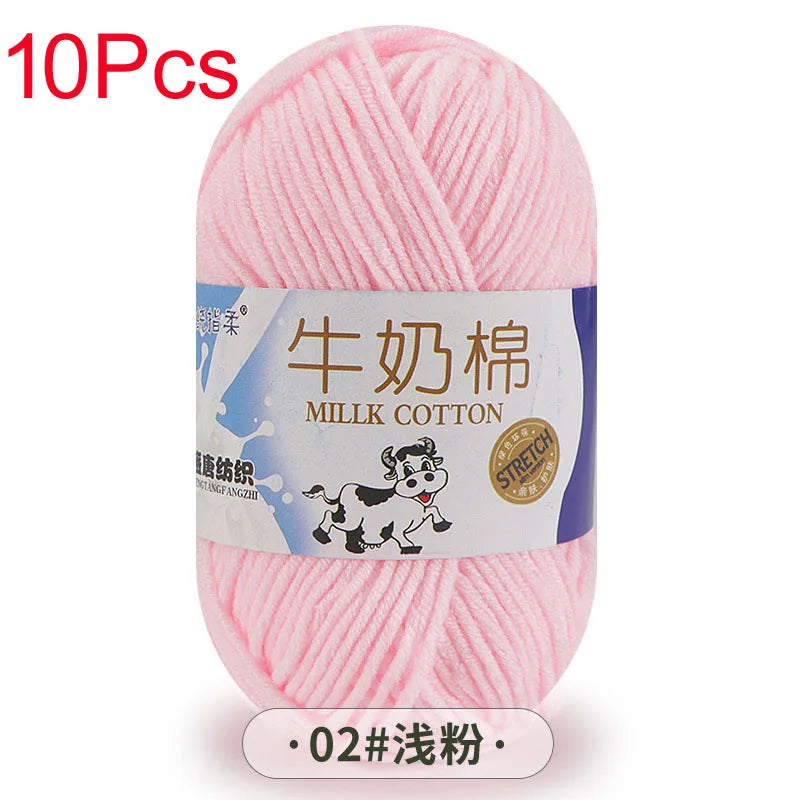 10 Piece Milk Cotton Yarn Knitting Wool for Hand Knitting and Crochet Soft Yarn for Scarves Hats and Sweaters