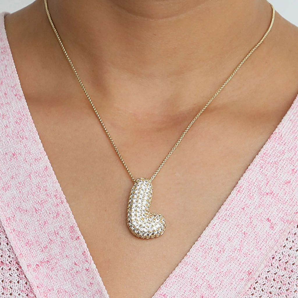 Luxury Cubic Zircon Balloon Initial Letters Charms Chain Necklaces for Women Men Bubble A-Z Alphabet Hip Hop Name Jewelry Gift