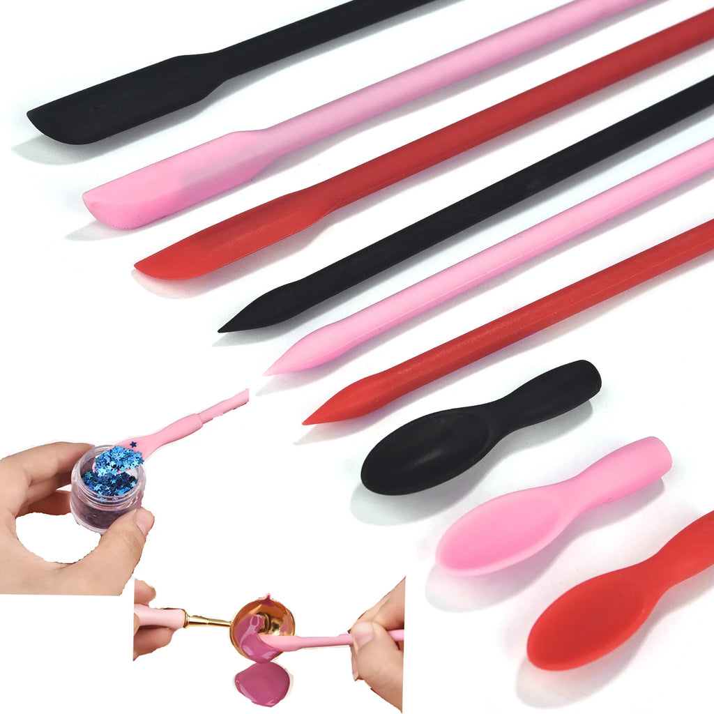 Double-Headed Seal Wax Stamp Scraper Wax Cleaning Tool DIY Epoxy Resin Glue Liquid Stirring Tool Mixing Rod Soft Silicone Spoon