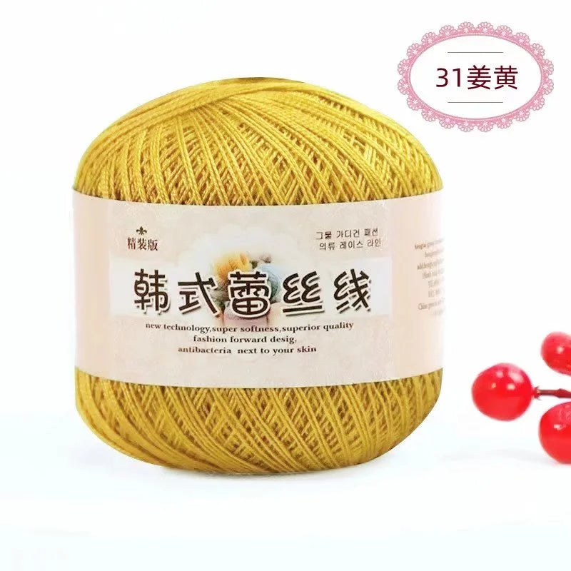Pure Cotton Lace Crochet Thread No 8 Ice Silk 50g Yarn