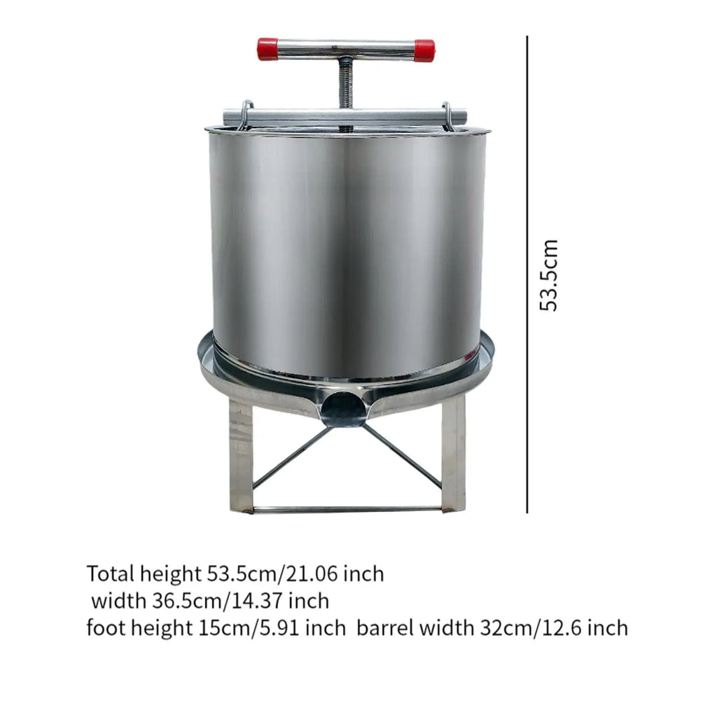 Honey Press Machine with Cover Manual Metal Honey Extractor Beekeeper Equipment Portable for Household Farmhouse Beekeeping