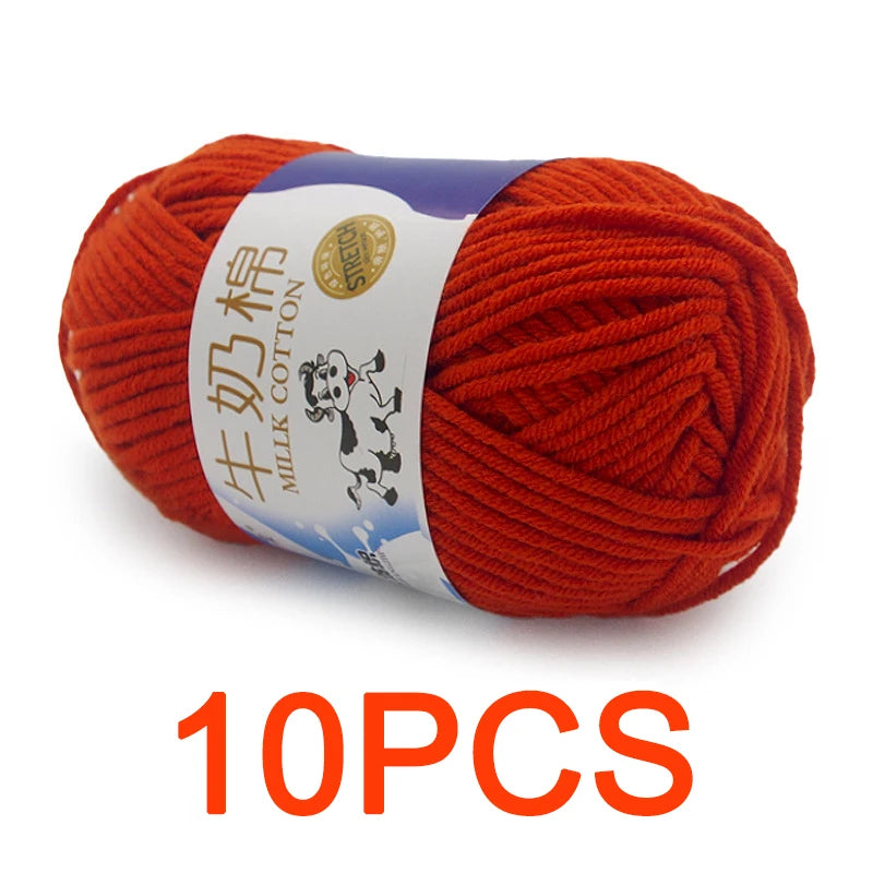 10 Pieces Milk Cotton Knitting Yarn Soft Warm Yarn for Hand Knitting and Crochet Projects