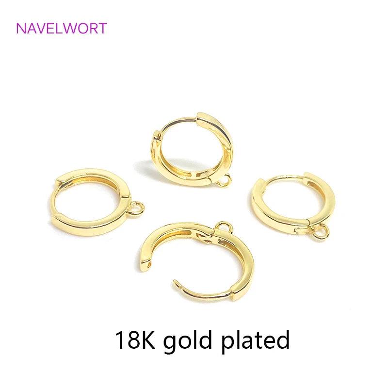 14K Gold Plated Round Hoop Earring Clasps Fitting Base Findings,Clasp For Earrings,DIY Jewelry Making Accessories Wholesale