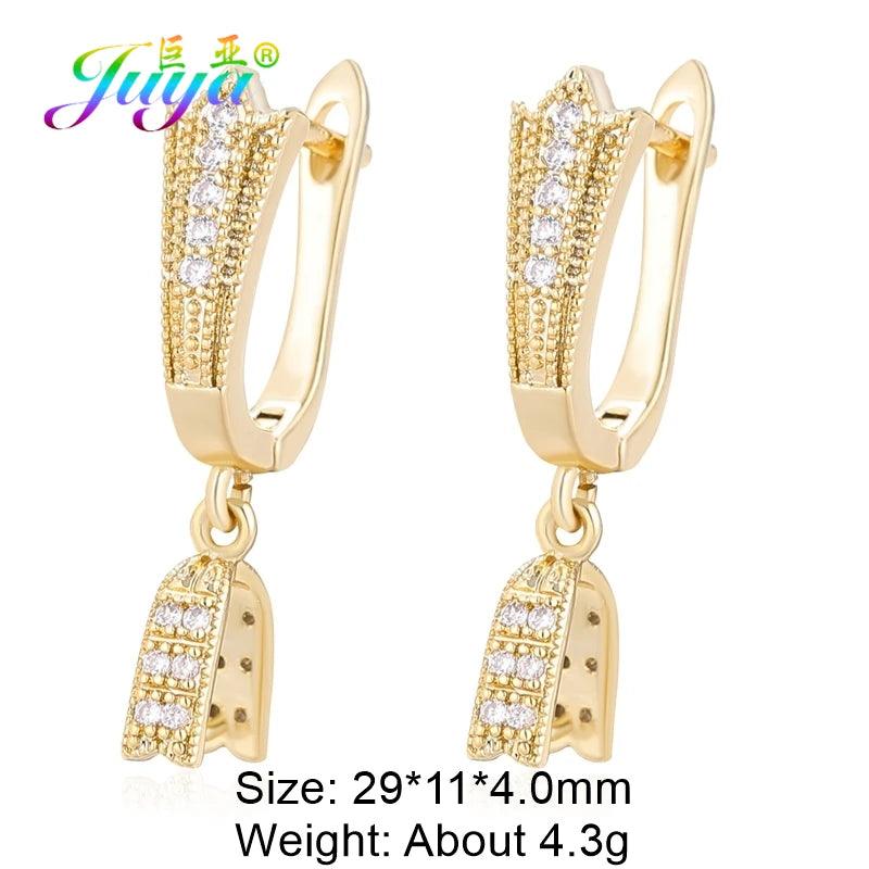 Juya DIY Women's Earring Making 18K Gold Silver Plated Basic Antiallergic Fixtures Ear Wire Fastener Hooks Accessories Supplies