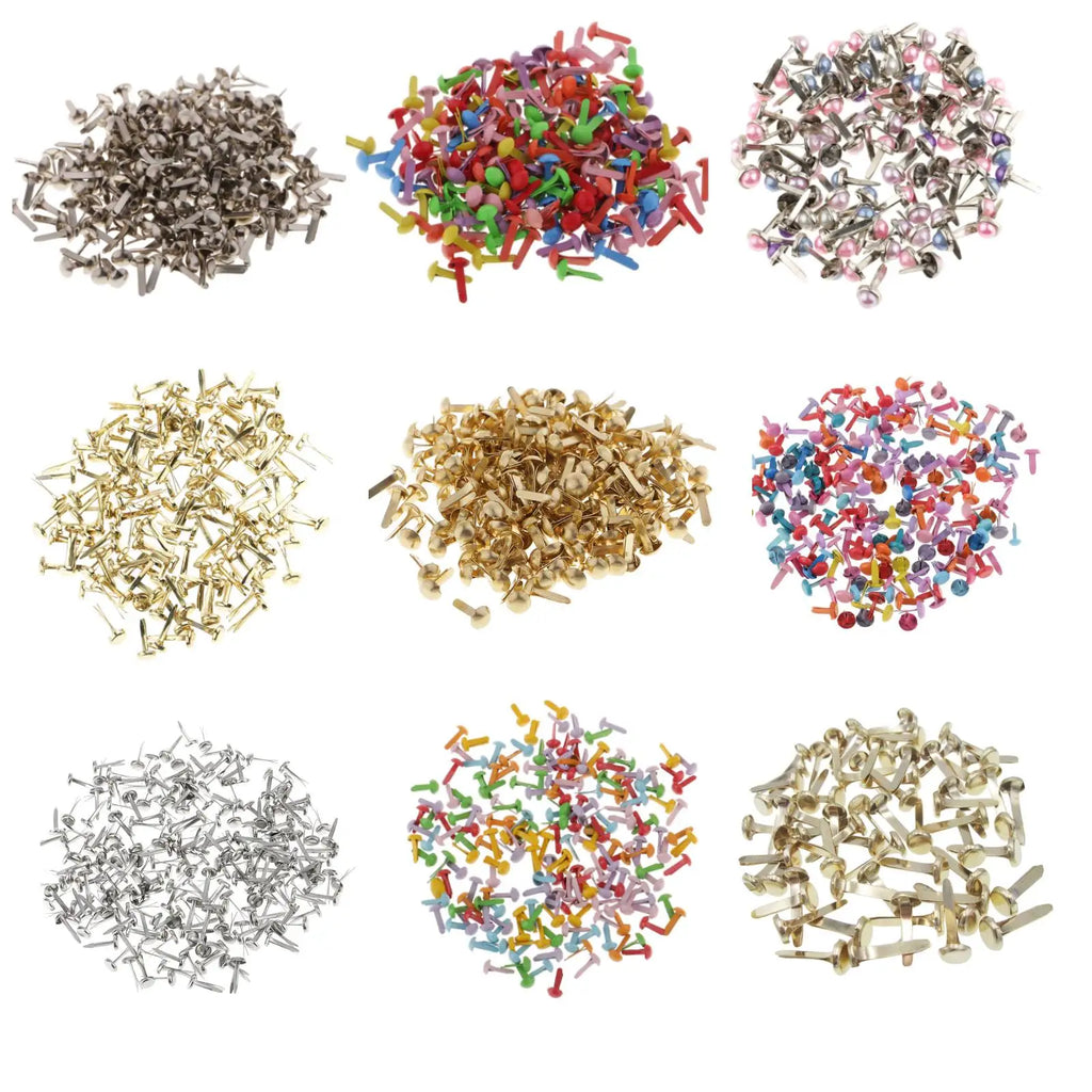 100-200 Pcs/pack Mini Round Head Metal Brad Paper Fastener Embellishments for Kids Card Making Scrapbooking Art DIY Crafts