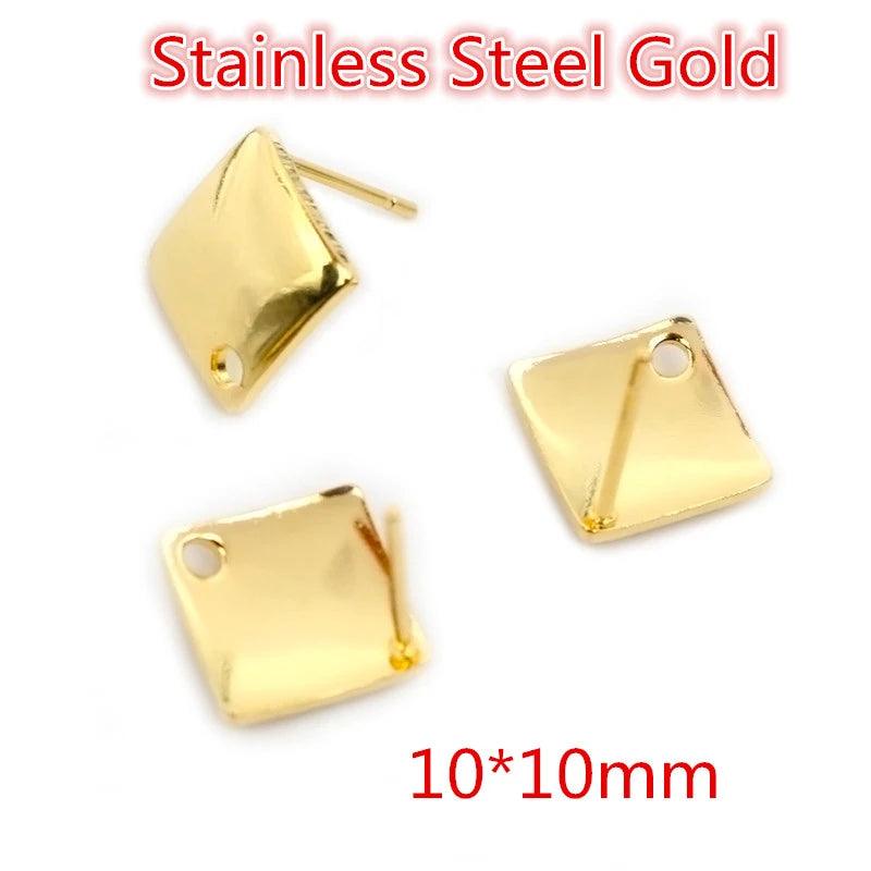 20pcs 316 Stainless Steel Geometric Polygonal Earring Stud Hooks Posts Connector For DIY Jewelry Making Supplies