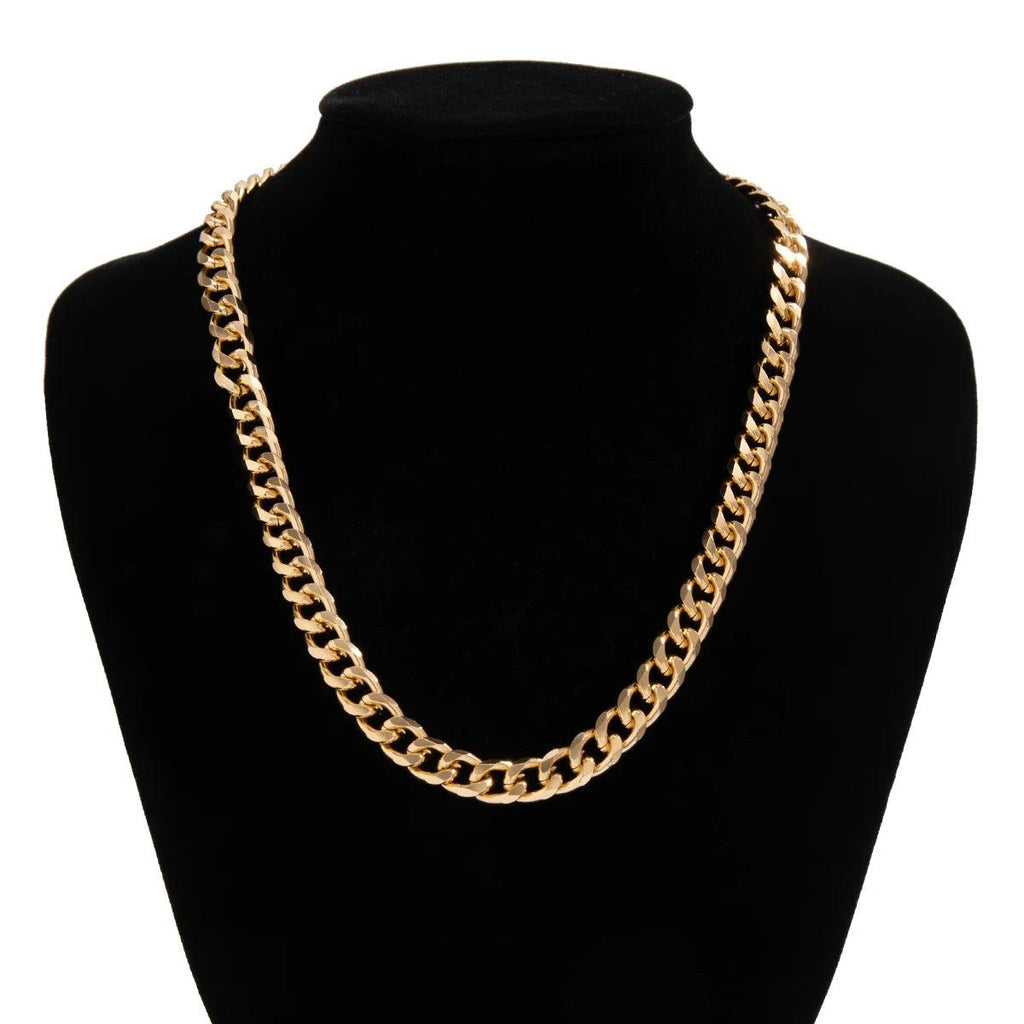 KunJoe Simple Cuban Chain Necklace for Men Gold Color/Black Metal Aluminium Chain On The Neck Choker Jewelry Party Male DIY Gift
