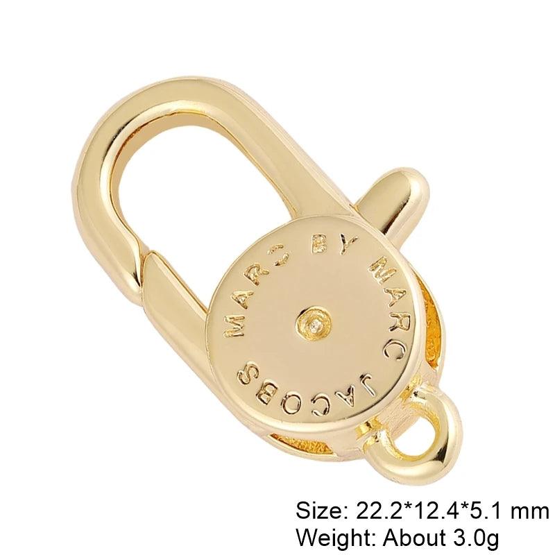 Juya Handmade 18K Real Gold Plated Decoration Screw Locks Carabiner Clasps Accessories For DIY Needlework Pendant Jewelry Making