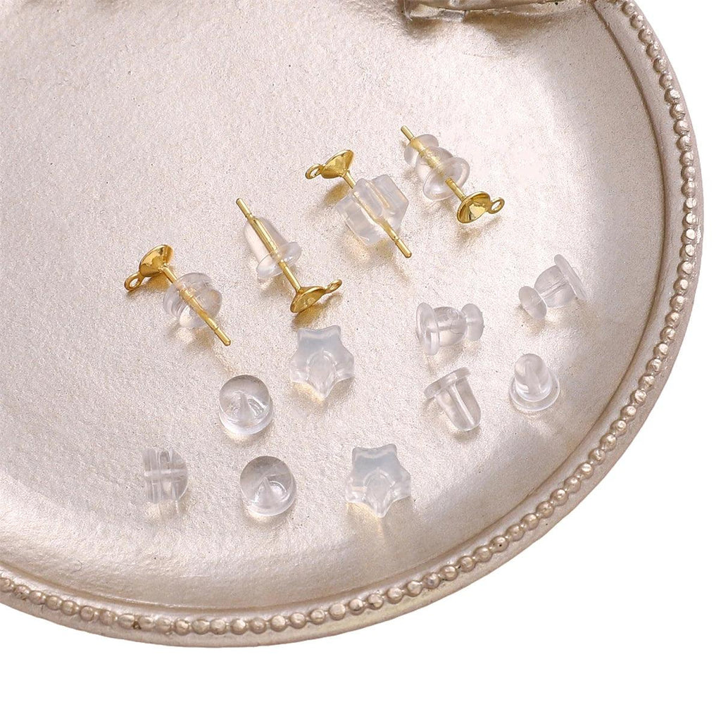 About50-200Pcs Transparent Bullet Five Pointed Star Burger Ear Plug Ear Plug Anti Allergic Plastic Silicone Ear Plug DIY Handmad