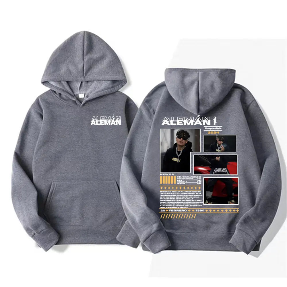 Rapper Aleman Homegrown Mafia Tour Album Merch Sweatshirt Men Women's Clothing Fashion Hip Hop Punk Style Casual Pullover Hoodie