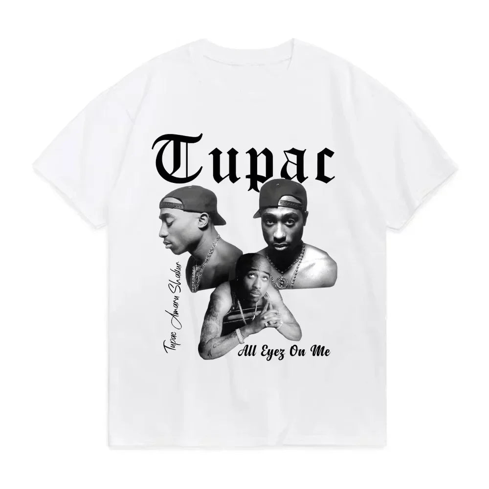 Oversized Tupac Hip Hop T-Shirt for Men and Women Streetwear Short Sleeve Fashion Top