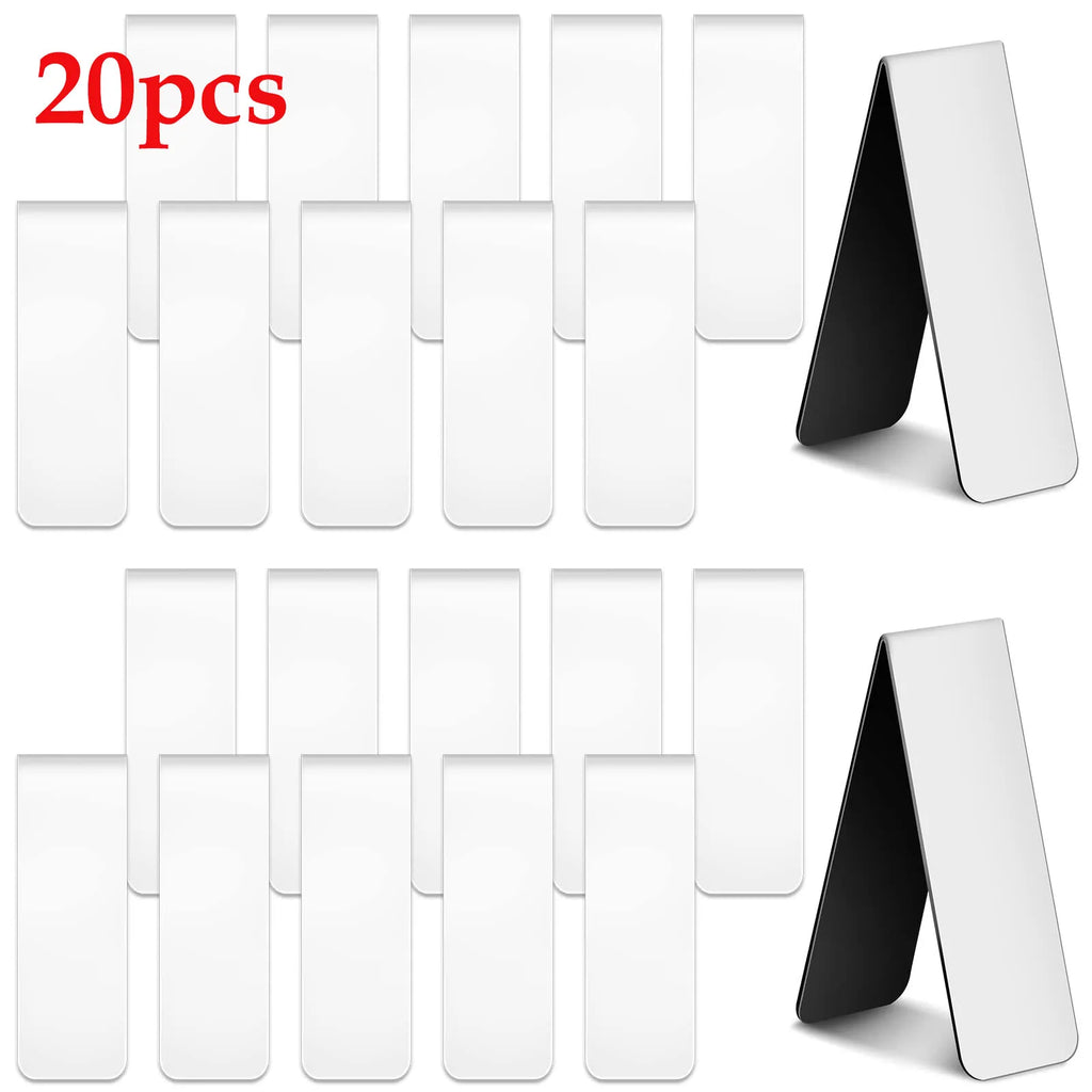 20/10Pcs Sublimation Magnetic Bookmarks Sublimation Bookmark Blank Book Marker Clips for Women Teachers Students Book Lovers