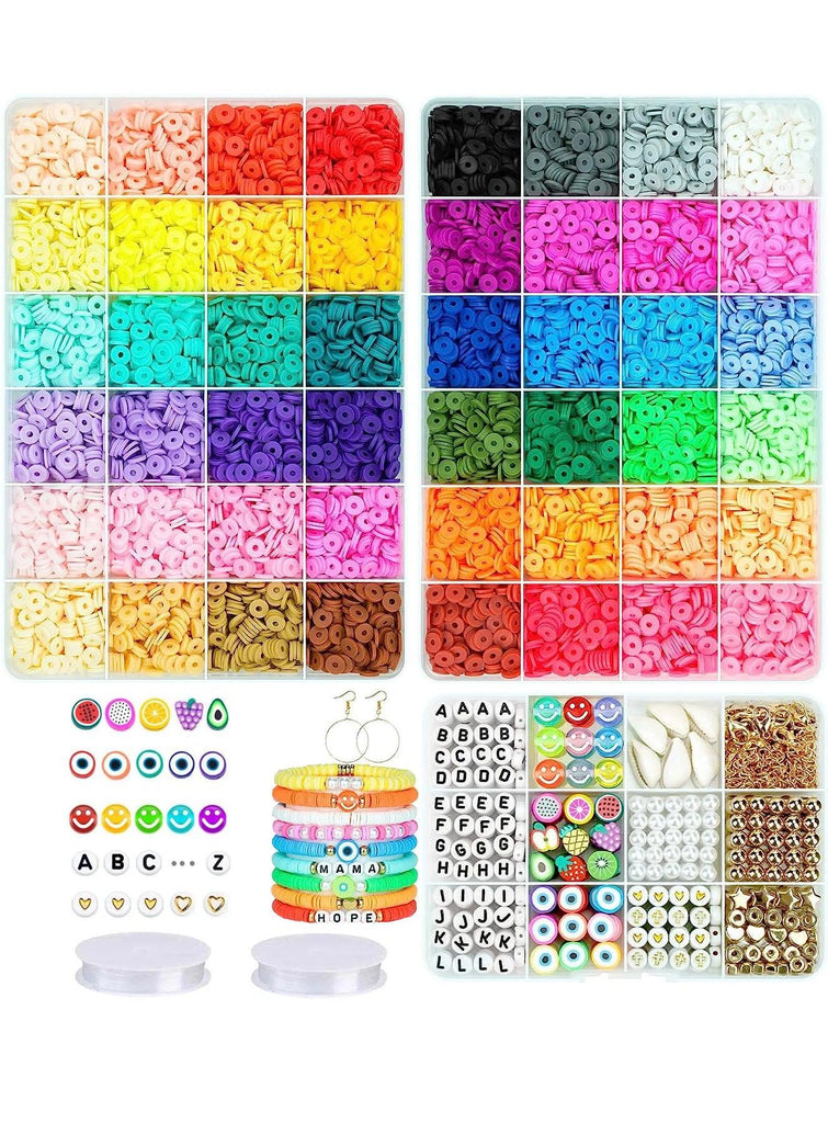 48 Colors 9600pcs Clay Beads Bracelet Making Kit includes Letter Beads and Spacer Beads for Girls DIY Friendship Jewelry Bracele