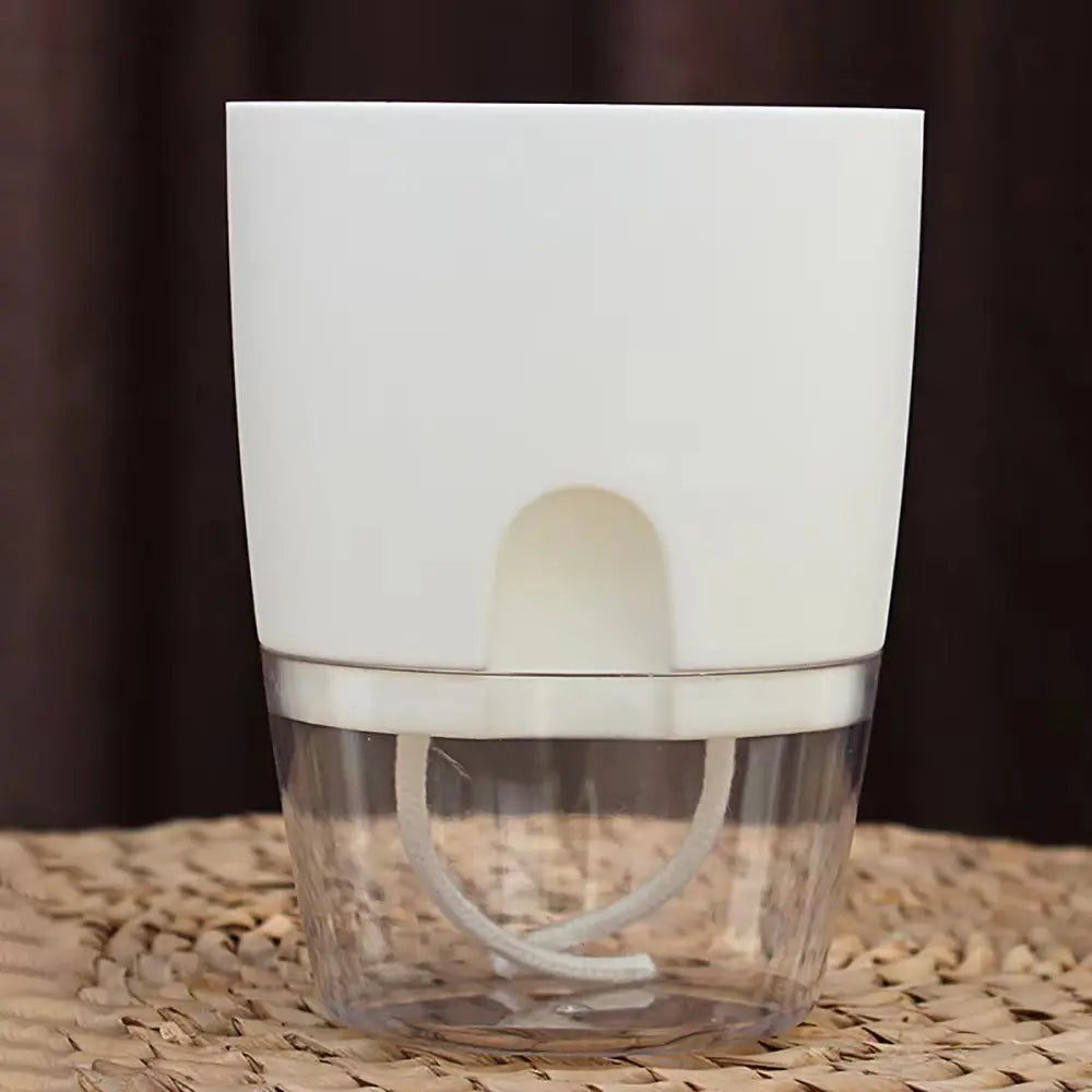 Transparent plastic flower pot creative double layer water storage lazy automatic green flower pot