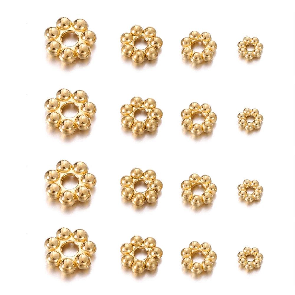 30Pcs Stainless Steel Flower Spacer Bead Snowflake Spacer Beads Charms Pendants for DIY Bracelets Jewelry Making Accessories