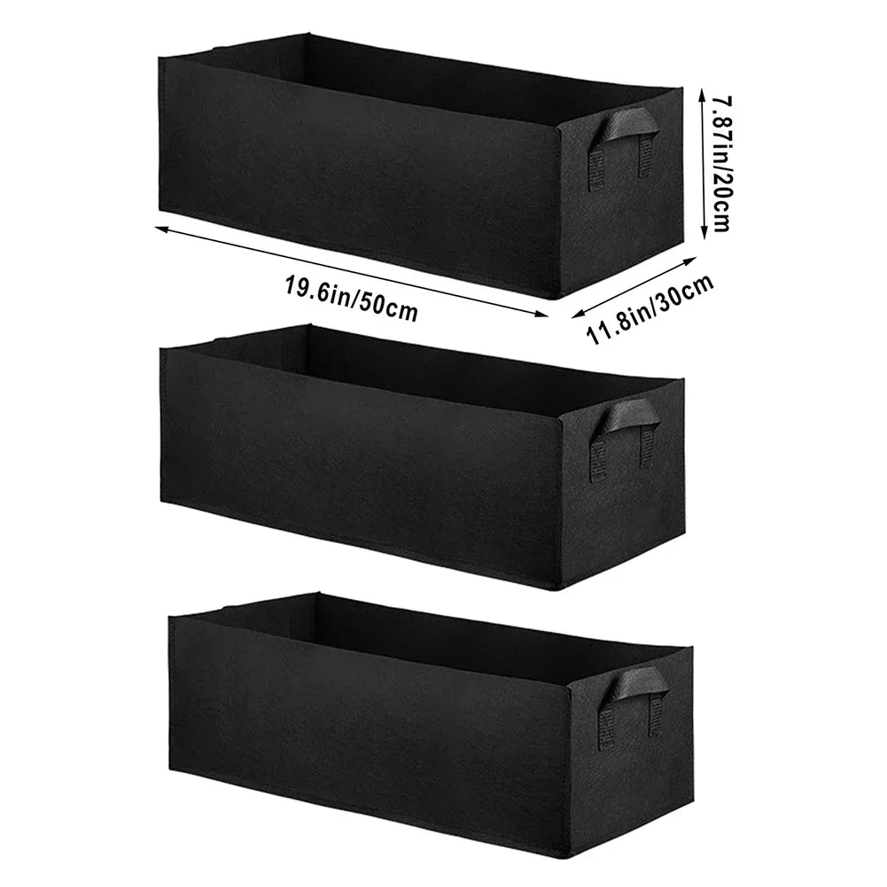 Multi-Sizes Reusable Felt Grow Bag Rectangle Garden Bed Planting Bag Flower Vegetable Nursery Pot Container Courtyard Decor