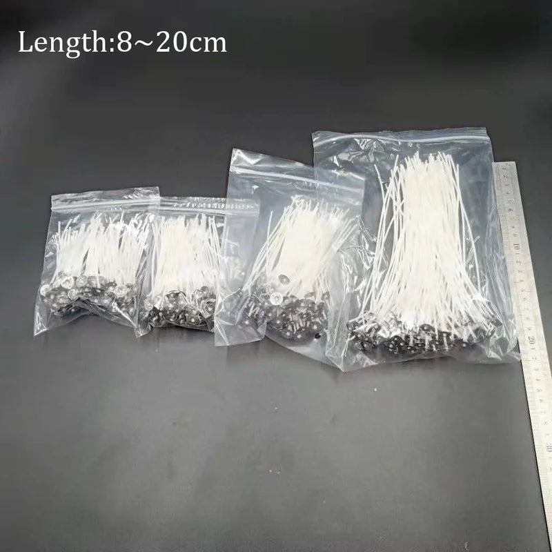 100Pcs/Set Low-Smoke Candle Wicks Cotton Core Waxed Wick 8/10/12/16/20Cm Cotton Core Diy Candle Making Pre-Waxed Wicks