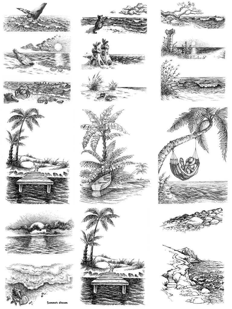 AZSG Coconut Tree Beach Scenery Series Clear Stamps/Seals DIY Scrapbooking/ Fun Card Making/Album Decorative Stamp Crafts