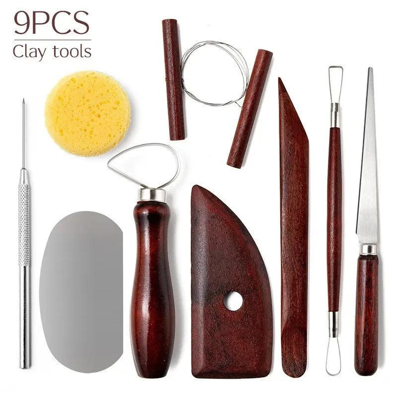 9/15Pcs DIY Art Pottery Clay Sculpting Tools Polymer Clay Double Ended Wood Carving Clay Modelling Tool DIY Modelling Embossing