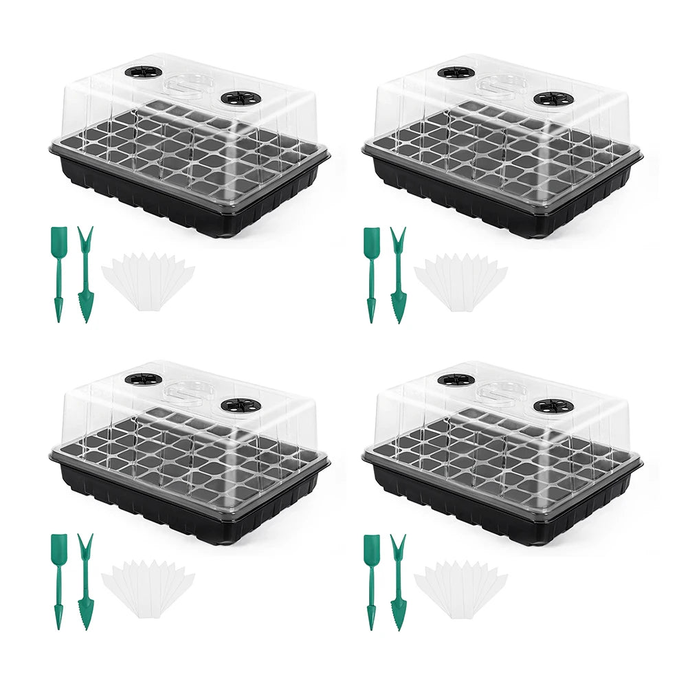 24/48 Holes Seedling Tray Kit with Adjustable Ventilation Lid Seed Starter Germination Box for Balcony Indoor Planting Transpla