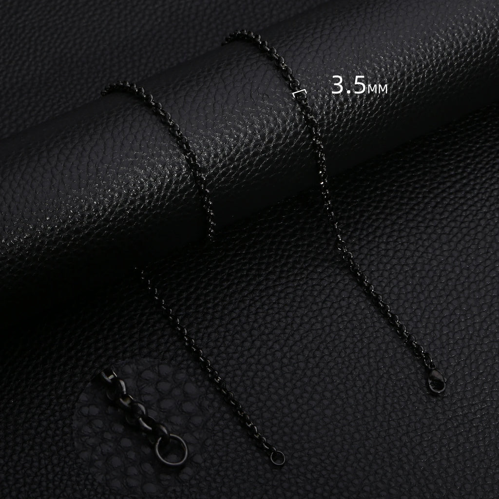 HIYEE Simple Fashion 2-5MM Wide Square BEADS NK Round Chain Necklaces for Men Women Stainless Steel Jewelry 45-70CM Length