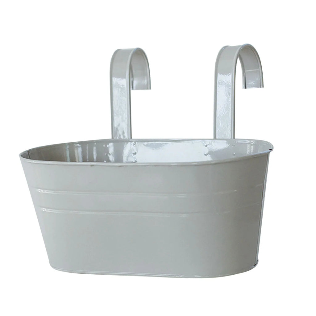 Home Oval Metal Plant Flower Pot Fence Balcony Garden Hanging Planter Pots