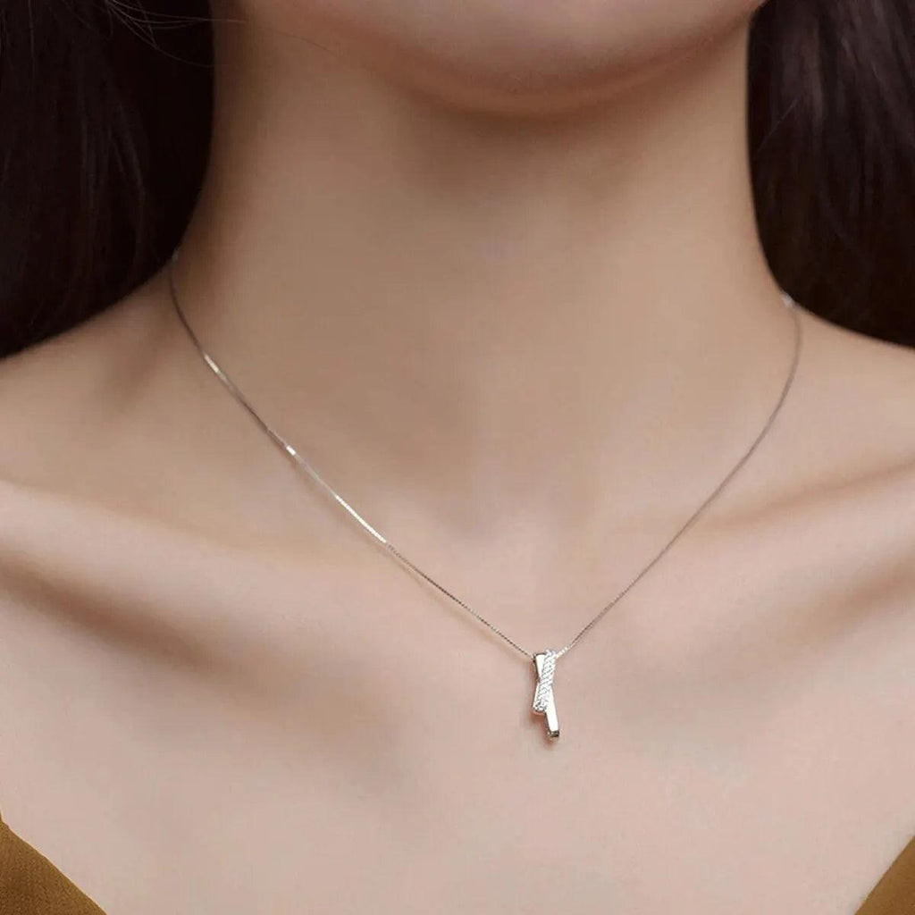 1PCS Simple Personality Geometric Lines Unknown Ring Interlocking Wedding Birthday Party Proposal Gift Collarbone Chain Necklace