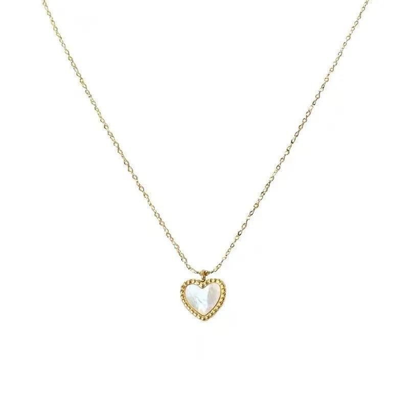 WILD & FREE Trendy Stainless Steel Heart Pendant Necklaces for Women Classic Simple Gold Plated Waterproof Jewelry Gifts