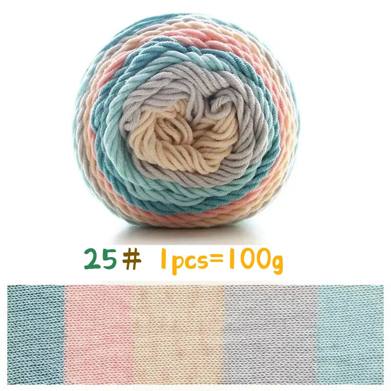 Rainbow Colorful Cotton Yarn Ball For Handwoven Projects