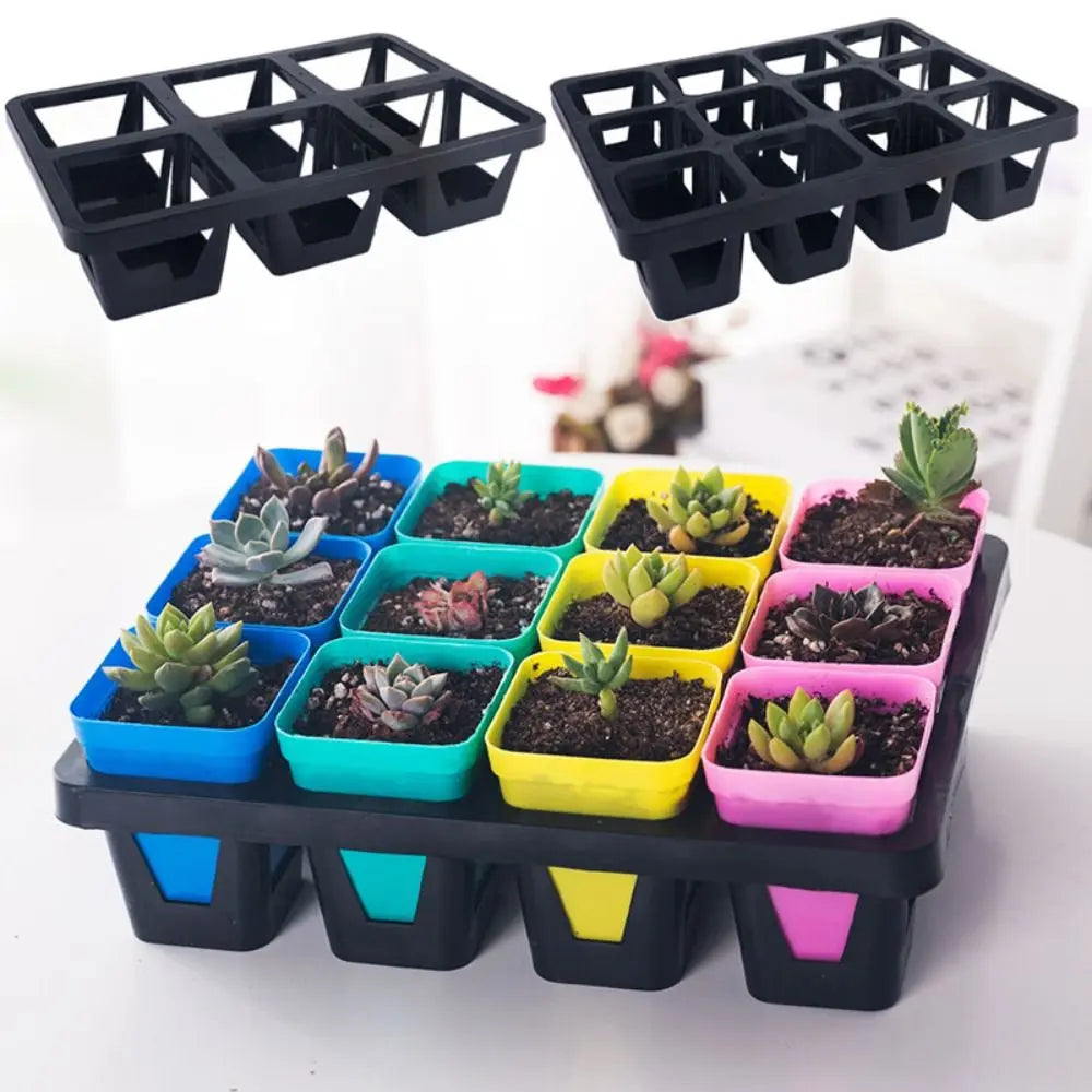 6/12 Hole Flower Pots Storage Tray Tool Organization Black Potted Bracket Thickness Greenhouse Seeding Boxes Dish