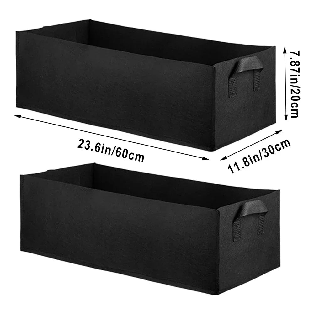 Multi-Sizes Reusable Felt Grow Bag Rectangle Garden Bed Planting Bag Flower Vegetable Nursery Pot Container Courtyard Decor